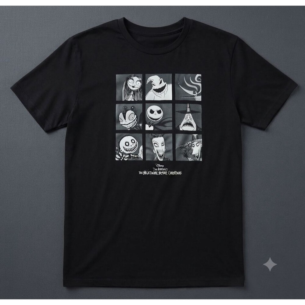 Disney Nightmare Before Christmas Kid XL 14 Graphic T-Shirt Black Character Grid